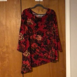 Christmas red asymmetrical top